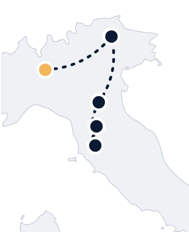 Map of Italy: Milan, Dolomites, Bologna, Tuscany, Florence