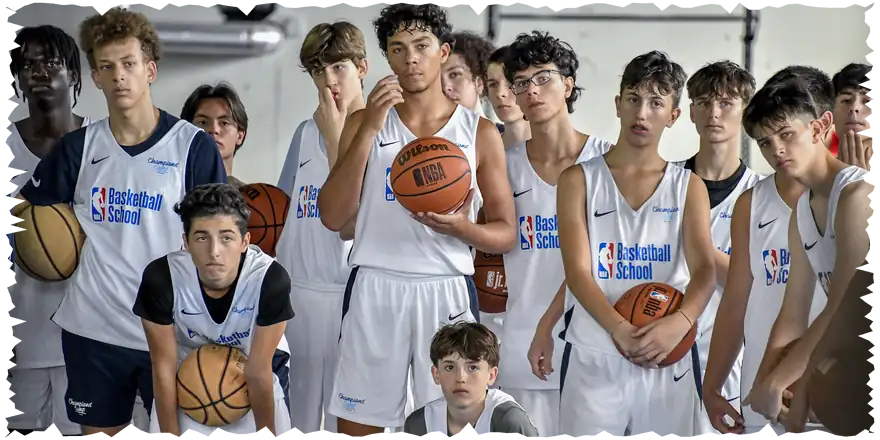 Young players at the NBA Basketball School camp