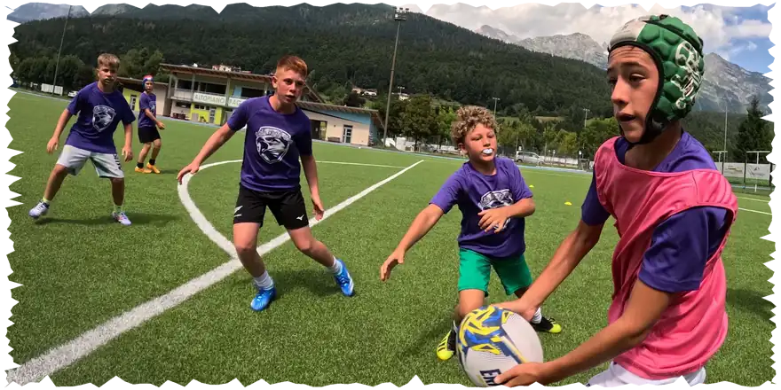 Young players during a rugby camp session